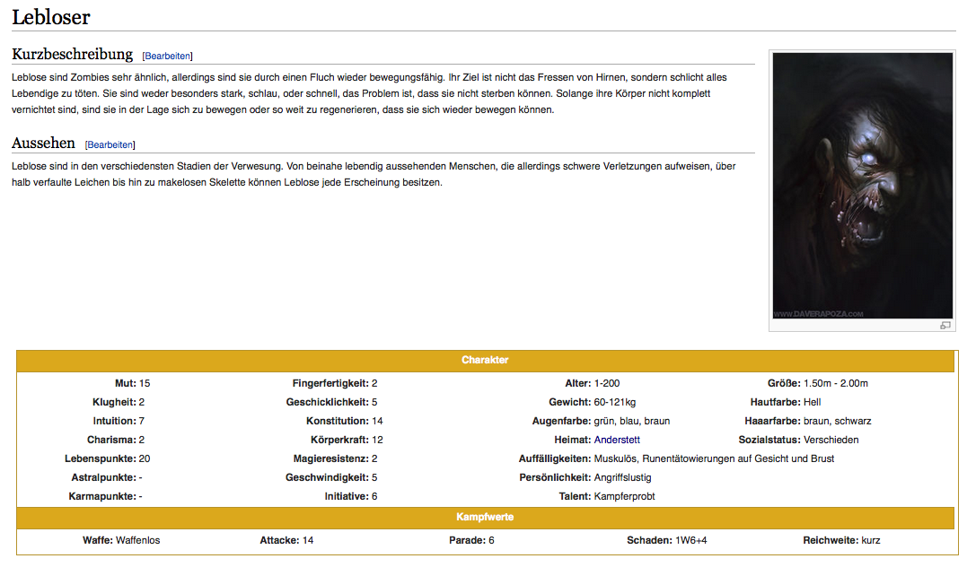 Beispielseite Monster im Wiki