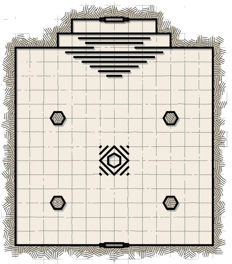 Einfache Kartenansicht des Raums, der im vorhergehenden Text beschrieben wird